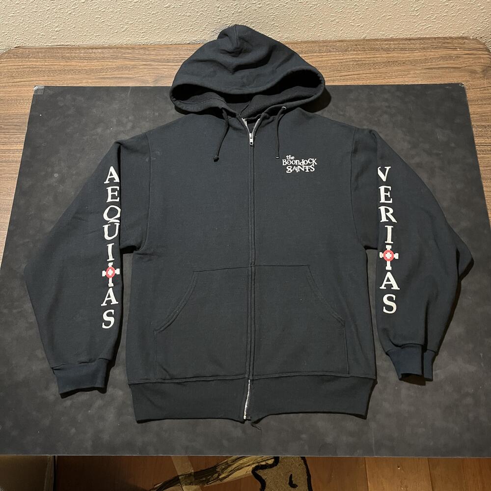 The Boondock Saints Hoodie Mens Small Black Full Zip Aequitas Veritas Jerzees